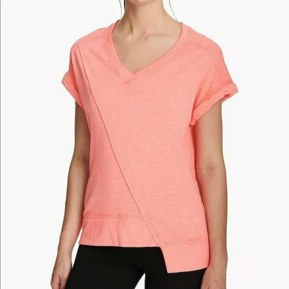 Calvin Klein Women Performance Asymmetrical Hem Active Top Lava Size Medium $49